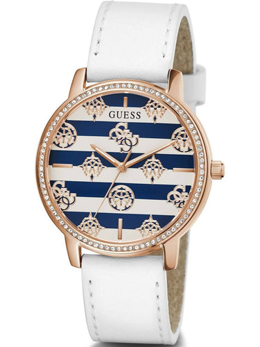 Guess Damen Armbanduhr Marina 38 mm Streifen auf dem Zifferblatt Armband Leder GW0398L2